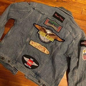 Vintage Guess Motorcycle Club Patched Denim Jacket